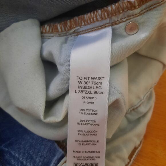 ASOS 12.5oz Mens Mid Rise Cotton Blend Blue Jeans Size 30 - Picture 5 of 7